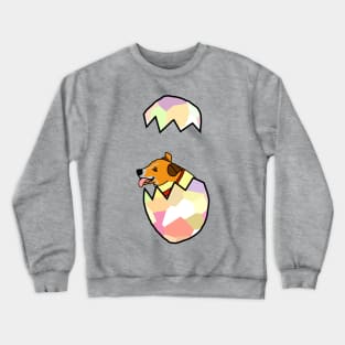 Jack Russell Puppy Popping out of Funny Easter Egg Crewneck Sweatshirt